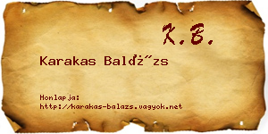 Karakas Balázs névjegykártya