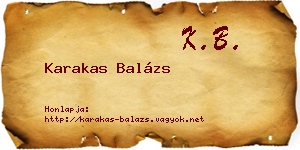 Karakas Balázs névjegykártya
